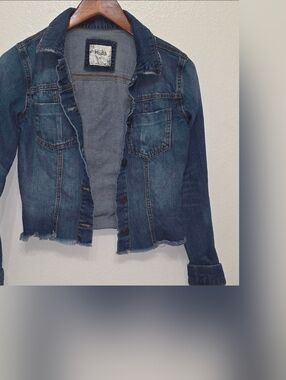 Mudd Women's Distressed Denim Jacket - Blue